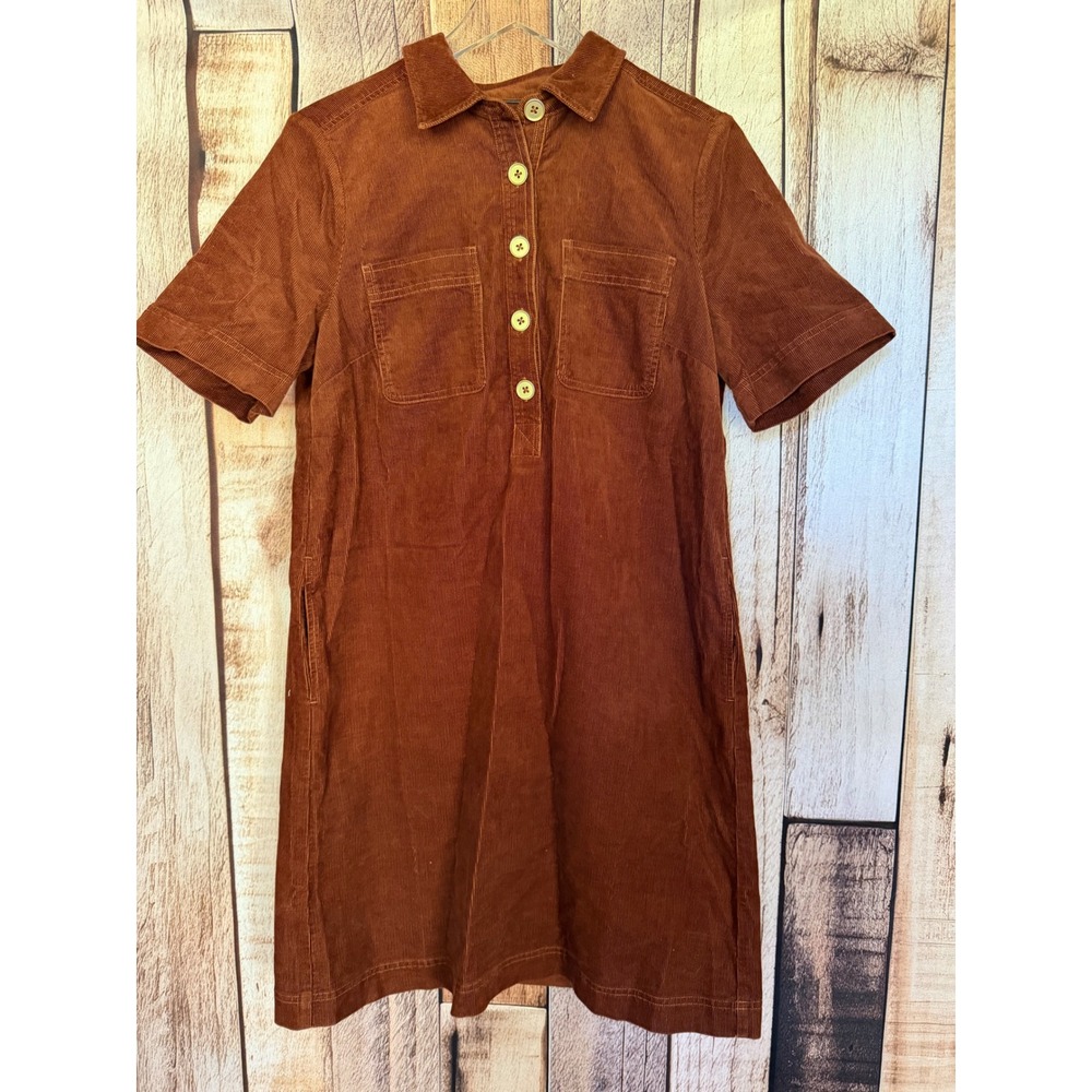 Boden Zia Cord Pocket Shirt Dress Corduroy Brown Fall Country Chick US 10 NWT